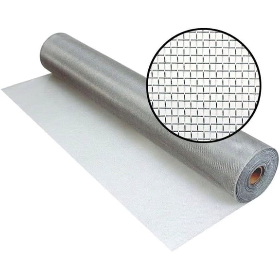 Aluminum Insect Screen Mesh Kit - (48 in x 25 ft) Roll of Aluminum Screen Wire & Roller Tool - Aluminum Screen Rolls for Patio & Window Screen Replacement - Silver