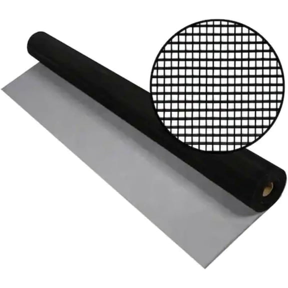 Aluminum Insect Screen Mesh Kit - (48 in x 50 ft) Roll of Aluminum Screen Wire & Roller Tool - Aluminum Screen Rolls for Patio & Window Screen Replacement - Black