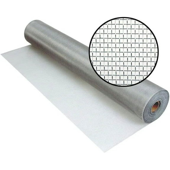 Aluminum Insect Screen Mesh Kit - (72 in x 50 ft) Roll of Aluminum Screen Wire & Roller Tool - Aluminum Screen Rolls for Patio & Window Screen Replacement - Silver