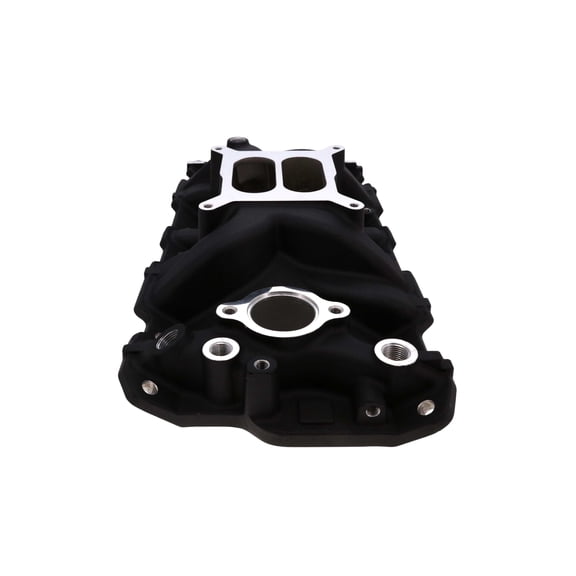 Aluminum Intake Manifold, Dual Plane, Hi-Rise for 1957-1986 Chevy SB Black