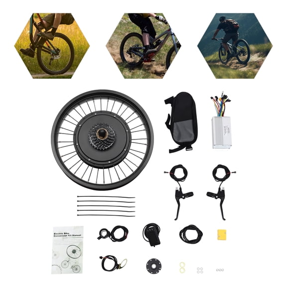 Aluminum-Iron E-Bike Conversion Kit with LCD Monitor  28.66lbs Gross Weight, 170mm Gear Opening, Easy Assembly  Upgrades 20" Bikes for Commuting & Adventures