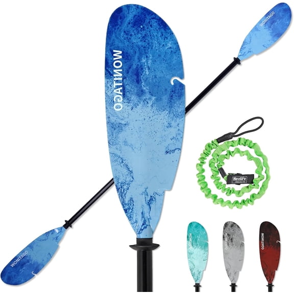 Aluminum Kayak Paddle with Plastic Blades, Floating Adjustable 3-Piece Design, 230250 cm, Blue