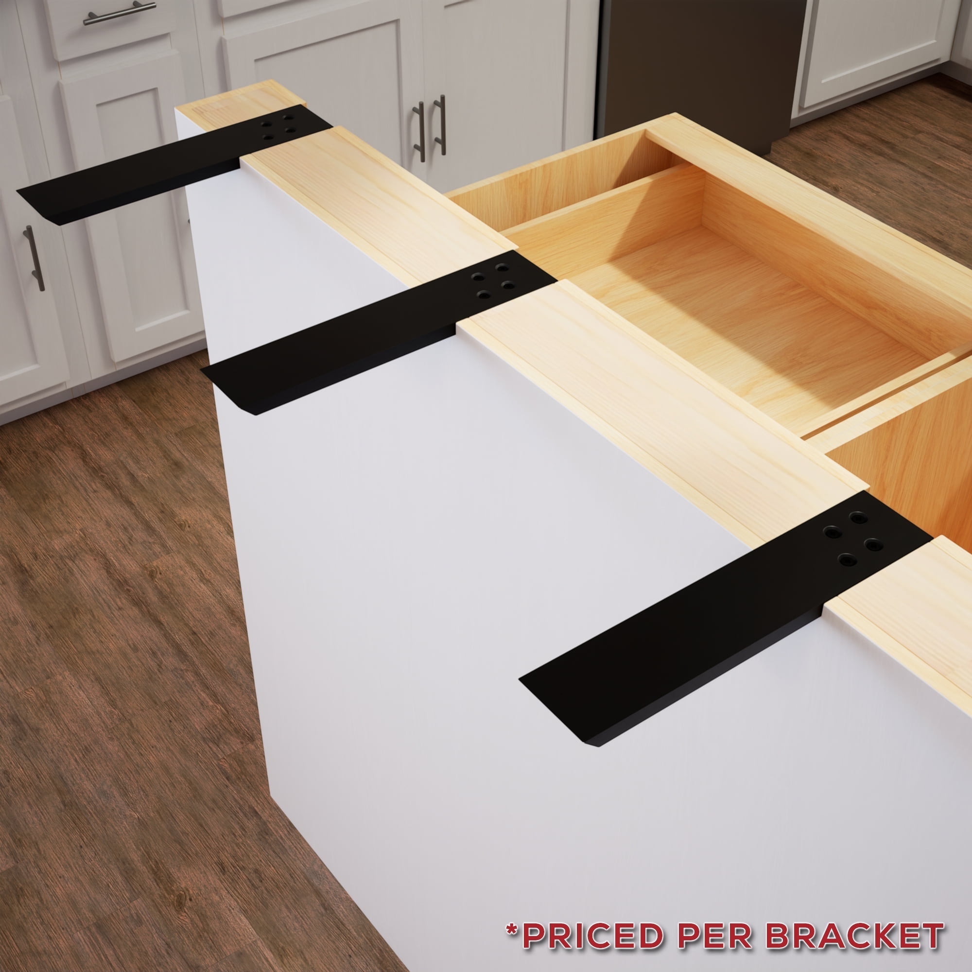 12-Inch Black Aluminum L Bracket Countertop Support