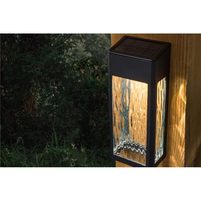 Black Aluminum Solar LED Deck and Wall Lights, Set of 2