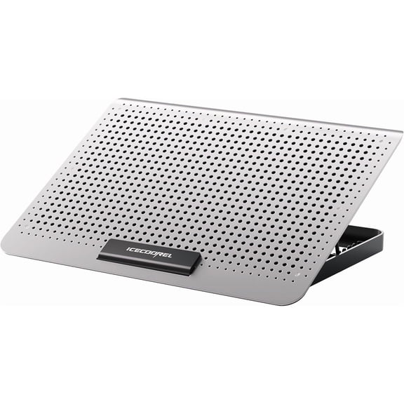 Aluminum Laptop Cooling Pad, Cooler Stand with 7 Height Adjustable, Fan Pad for 12-15.6 Inch, Notebook Two USB Port (Silver)