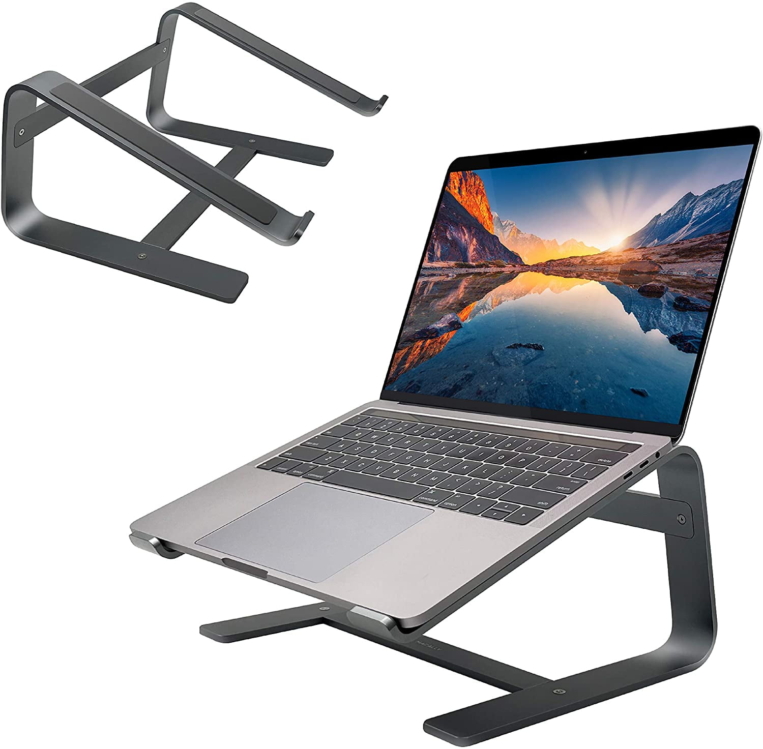 Aluminum Laptop Stand for Desk - Works with All MacBook/Pro/Air & Laptops Between 10” to 17.3” - Sleek and Sturdy Laptop Riser - (ASTANDSG), Space Gray