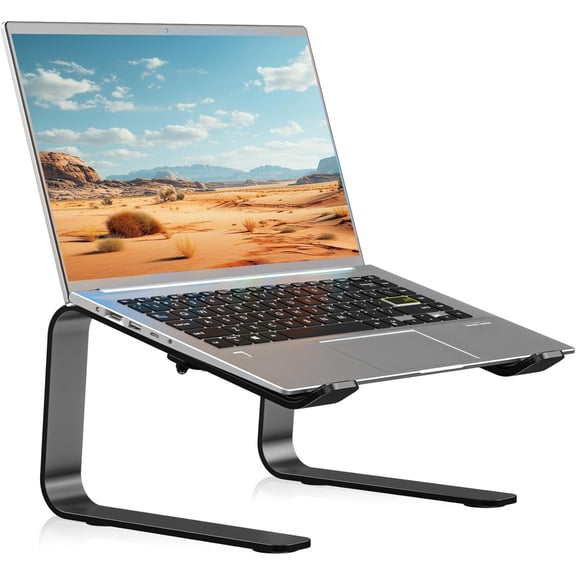 Aluminum Laptop Stand,Ergonomic Detachable Computer Laptop Stand for Desk,Ventilated Cooling Design,Notebook Riser Compatible with MacBook Air/Pro, Dell, HP, Lenovo More 10-16" Laptops, Black
