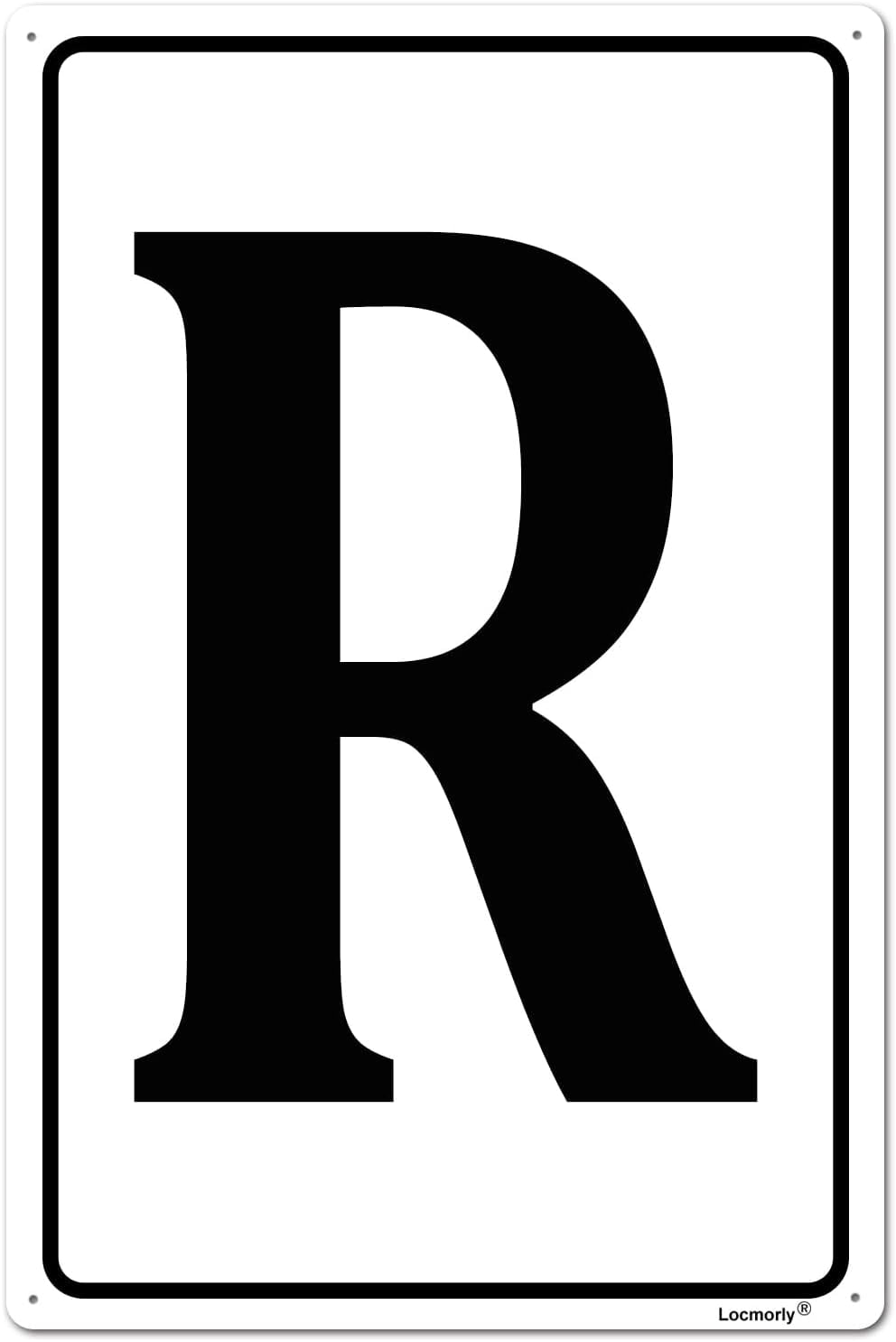 Aluminum Letter Sign R, Parking Spot Letter Signs, 12x16 Inch, Large ...