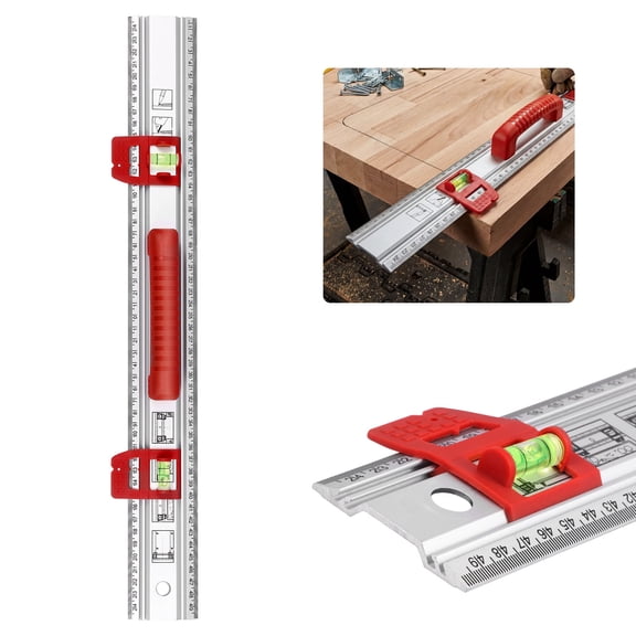 Aluminum Alloy Level Ruler, 20 Inch Multi-Function Marking Tool with Sliding Guide Rail, High Precision Spirit Levels and Etched Scales for Woodworking, Picture Hanging and DIY Projects (Silver)