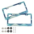 thumbnail image 1 of Aluminum License Plate Frame 2 Pack Car Exterior Accessory Car Tag Holder for Front Rear Plates Cars Decor Blue Fan-shaped Shapes, 1 of 7