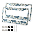 thumbnail image 1 of Aluminum License Plate Frame 2 Pack Car Exterior Accessory Car Tag Holder for Front Rear Plates Cars Decor Blue Symmetrical Floral Pattern, 1 of 7