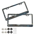 thumbnail image 1 of Aluminum License Plate Frame 2 Pack Car Exterior Accessory Car Tag Holder for Front Rear Plates Cars Decor Brown-blue Butterfly Pattern, 1 of 7