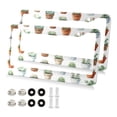 thumbnail image 1 of Aluminum License Plate Frame 2 Pack Car Exterior Accessory Car Tag Holder for Front Rear Plates Cars Decor Cactus in Pots Pattern, 1 of 7