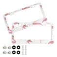 thumbnail image 1 of Aluminum License Plate Frame 2 Pack Car Exterior Accessory Car Tag Holder for Front Rear Plates Cars Decor Cute Pink Flamingo Pattern, 1 of 6