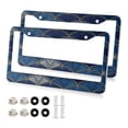 thumbnail image 1 of Aluminum License Plate Frame 2 Pack Car Exterior Accessory Car Tag Holder for Front Rear Plates Cars Decor Dark Blue Fan-shaped Pattern, 1 of 7