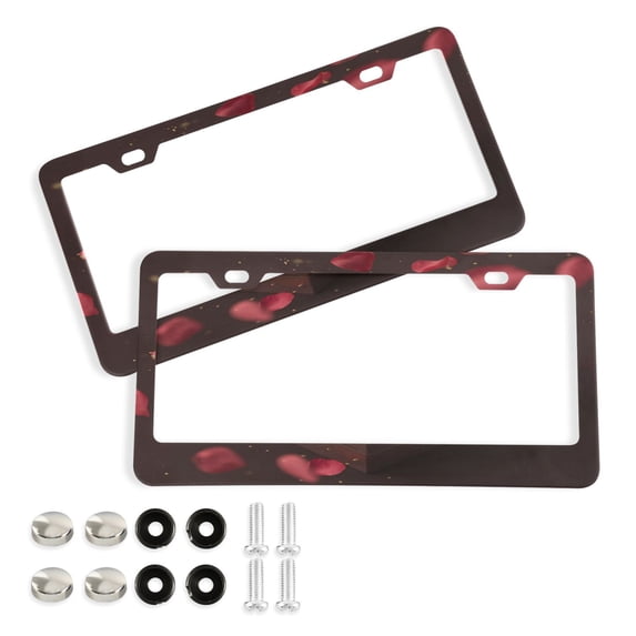 Aluminum License Plate Frame 2 Pack Car Exterior Accessory Car Tag Holder for Front Rear Plates Cars Decor Elegant Heart-shaped Gift Box