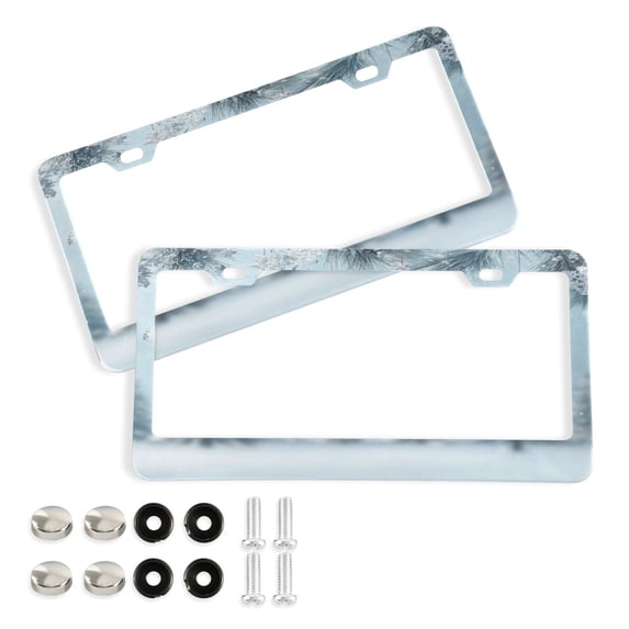 Aluminum License Plate Frame 2 Pack Car Exterior Accessory Car Tag Holder for Front Rear Plates Cars Decor Glass Christmas Ornaments