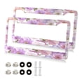 thumbnail image 1 of Aluminum License Plate Frame 2 Pack Car Exterior Accessory Car Tag Holder for Front Rear Plates Cars Decor Lavender and Pink Flowers, 1 of 7