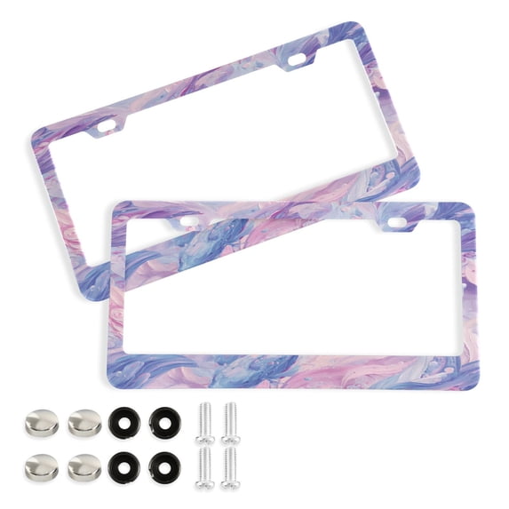 Aluminum License Plate Frame 2 Pack Car Exterior Accessory Car Tag Holder for Front Rear Plates Cars Decor Pale Pink Marine Creatures