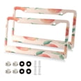 thumbnail image 1 of Aluminum License Plate Frame 2 Pack Car Exterior Accessory Car Tag Holder for Front Rear Plates Cars Decor Pale Pink Peach's Pattern, 1 of 7