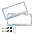 thumbnail image 1 of Aluminum License Plate Frame 2 Pack Car Exterior Accessory Car Tag Holder for Front Rear Plates Cars Decor Peach and Blue Rhombus, 1 of 7