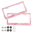 thumbnail image 1 of Aluminum License Plate Frame 2 Pack Car Exterior Accessory Car Tag Holder for Front Rear Plates Cars Decor Pink Background with Hearts, 1 of 7