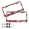thumbnail image 1 of Aluminum License Plate Frame 2 Pack Car Exterior Accessory Car Tag Holder for Front Rear Plates Cars Decor Pink and Brown Hearts Pattern, 1 of 7
