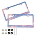 thumbnail image 1 of Aluminum License Plate Frame 2 Pack Car Exterior Accessory Car Tag Holder for Front Rear Plates Cars Decor Pink and White Hearts Pattern, 1 of 7