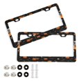 thumbnail image 1 of Aluminum License Plate Frame 2 Pack Car Exterior Accessory Car Tag Holder for Front Rear Plates Cars Decor Skeleton Carrying Pumpkin, 1 of 6