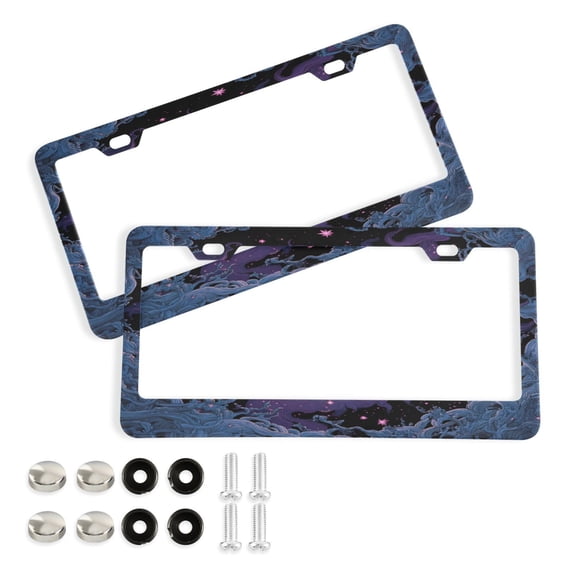 Aluminum License Plate Frame 2 Pack Car Exterior Accessory Car Tag Holder for Front Rear Plates Cars Decor Solar Vortex