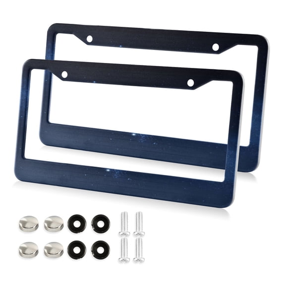 Aluminum License Plate Frame 2 Pack Car Exterior Accessory Car Tag Holder for Front Rear Plates Cars Decor Starry Sky Background with Stars