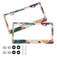 thumbnail image 1 of Aluminum License Plate Frame 2 Pack Car Exterior Accessory Car Tag Holder for Front Rear Plates Cars Decor Teal and Orange Abstract Shapes, 1 of 7