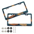 thumbnail image 1 of Aluminum License Plate Frame 2 Pack Car Exterior Accessory Car Tag Holder for Front Rear Plates Cars Decor Teal and Orange Butterflies, 1 of 7