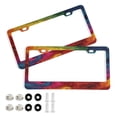 thumbnail image 1 of Aluminum License Plate Frame 2 Pack Car Exterior Accessory Car Tag Holder for Front Rear Plates Cars Decor Vibrant Colorful Tie-dye Pattern, 1 of 7