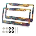 thumbnail image 1 of Aluminum License Plate Frame 2 Pack Car Exterior Accessory Car Tag Holder for Front Rear Plates Cars Decor Vibrant and Intricate Flowers, 1 of 5