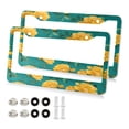 thumbnail image 1 of Aluminum License Plate Frame 2 Pack Car Exterior Accessory Car Tag Holder for Front Rear Plates Cars Decor Vintage Yellow Rose Pattern, 1 of 7