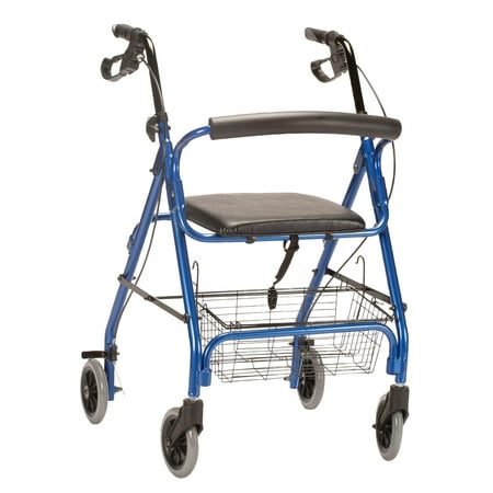 Aluminum Lite 4-Wheel Rollator, Rolling Walker for Seniors, Supports 300 Pounds, Dark Brown