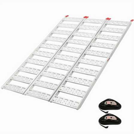 Aluminum Loading Ramps 1500 LBS, Tri-Fold Powersports Ramps for Pickup Trucks Bed, Trailers Ramp with Load Straps for Motorcycles, ATV/UTV, Lawn Mowers, Tractors, 76" L x 50" W, 1Pc