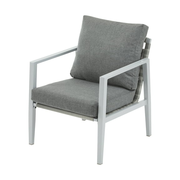 Aluminum Lounge Chair with Rope Accents & Cushions for Modern Outdoor Indoor Spaces