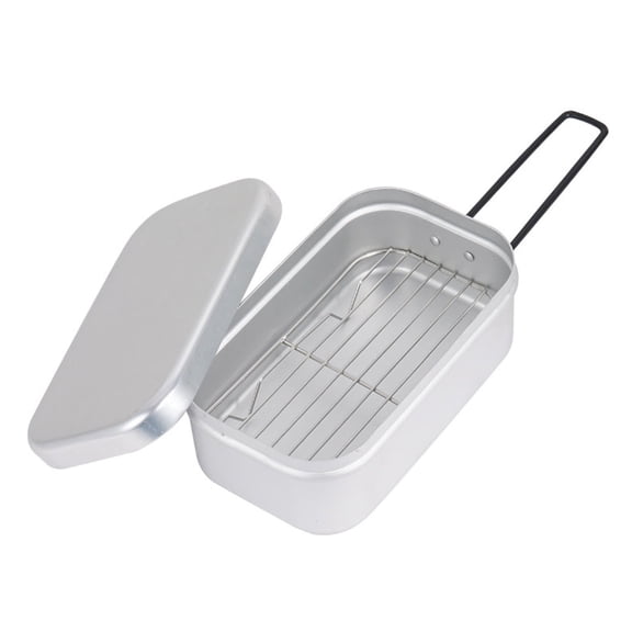 Aluminum Lunch Box Canteen Box Folding Handle Ourdoor Camping Cookware Container Storage Dinnerware