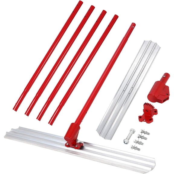 Aluminum Magnesium Alloy Concrete Float 48 x 8 Inch with Adjustable Bracket, Float Extendable Handles x 4, Screeding and Finishing Tool Kit, Black and Red