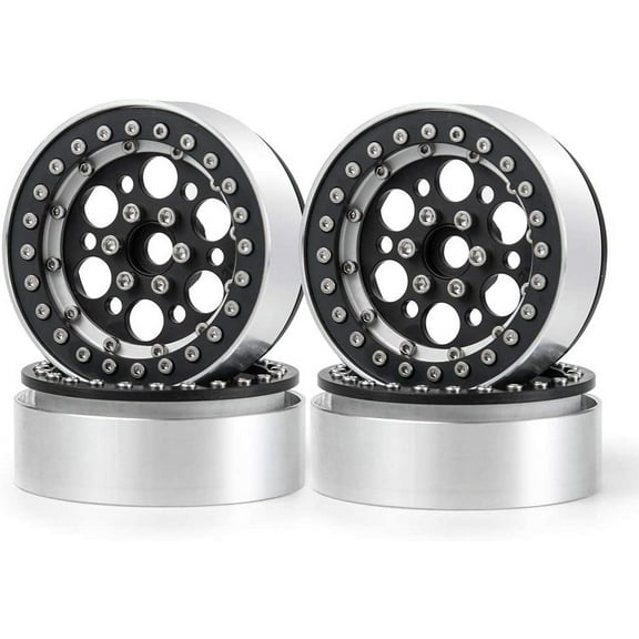 Aluminum Metal Black 1.9" Beadlock Wheels Rims 1/10th Rock Crawler Car Pack of 4 for Axial SCX10&TRX4, Off Road