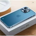 thumbnail image 1 of Aluminum Metal Bumper Frame iPhone 13 Mini Case (Blue) Matte Clear Camera Lens Shockproof and Scratch Resistant Protection Cover, 1 of 5