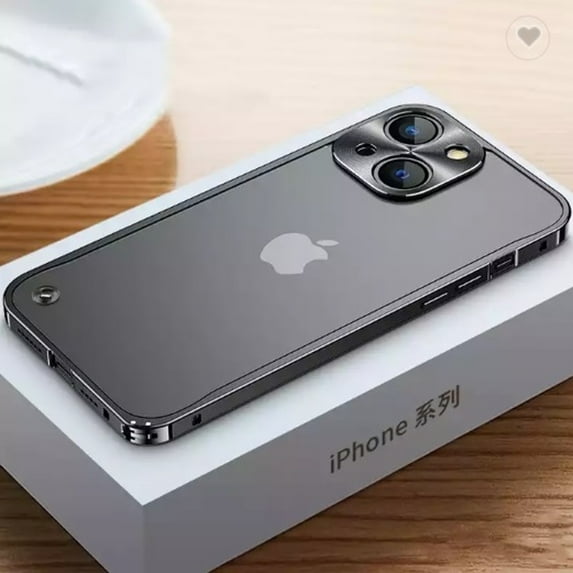 Aluminum Metal Bumper Frame iPhone 13 Pro Max Case (Black) Matte Clear Camera Lens Shockproof and Scratch Resistant Protection Cover