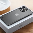 thumbnail image 1 of Aluminum Metal Bumper Frame iPhone 15 Pro Max Case (Black) Matte Clear Camera Lens Shockproof and Scratch Resistant Protection Cover, 1 of 5