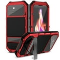 thumbnail image 1 of Aluminum Metal Bumper Silicone Compatible with iPhone 15 Case Cameras Protection Heavy Duty Protection Cover Shockproof with Built in Screen Protector Holder For iPhone 15, Red, 1 of 8