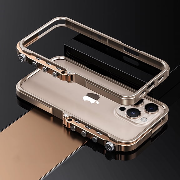 Aluminum Metal Bumper for iPhone 15 Pro Max, No Backplane Frame Hard Case Cover for iPhone 15 Pro Max, Metal Rugged Protective Frame, Military Grade Drop Protection, Desertgold