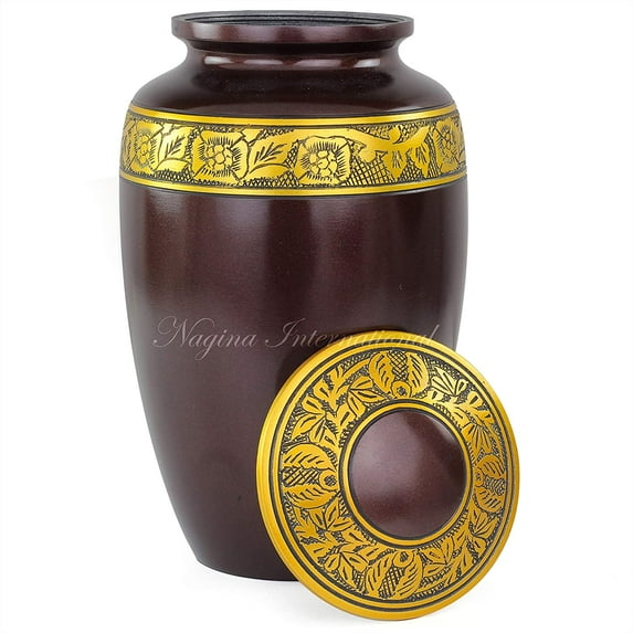 Aluminum Metal Cremation Urns for Ashes & Mortal Remains | Handmade Beautiful Urns for Humans and Pets (Penciled Coffee)