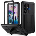 thumbnail image 1 of Aluminum Metal Gorilla Glass Shockproof Military Heavy Duty Sturdy Case for Samsung Galaxy S24,Dteck Built-in Screen Full Body Protector Silicone Case Slide Lens Protection Kickstand Cover,Black, 1 of 7
