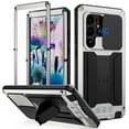 thumbnail image 1 of Aluminum Metal Gorilla Glass Shockproof Military Heavy Duty Sturdy Case for Samsung Galaxy S24 Plus,Dteck Built-in Screen Full Body Protector Silicone Case Slide Lens Kickstand Cover, Silver, 1 of 1